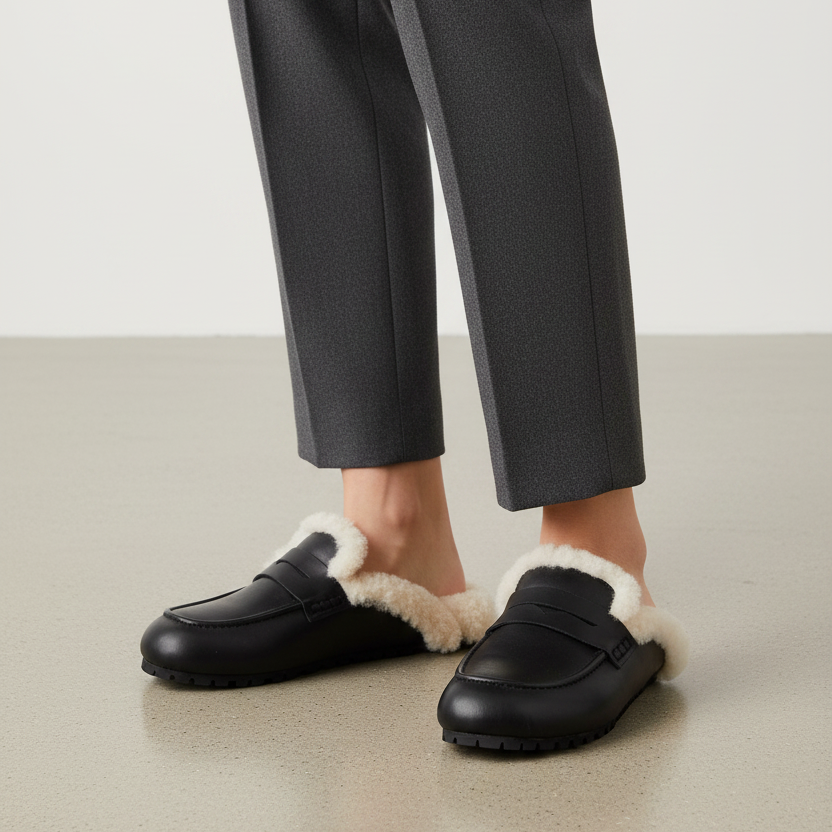 Rees - Curly Shearling Mules
