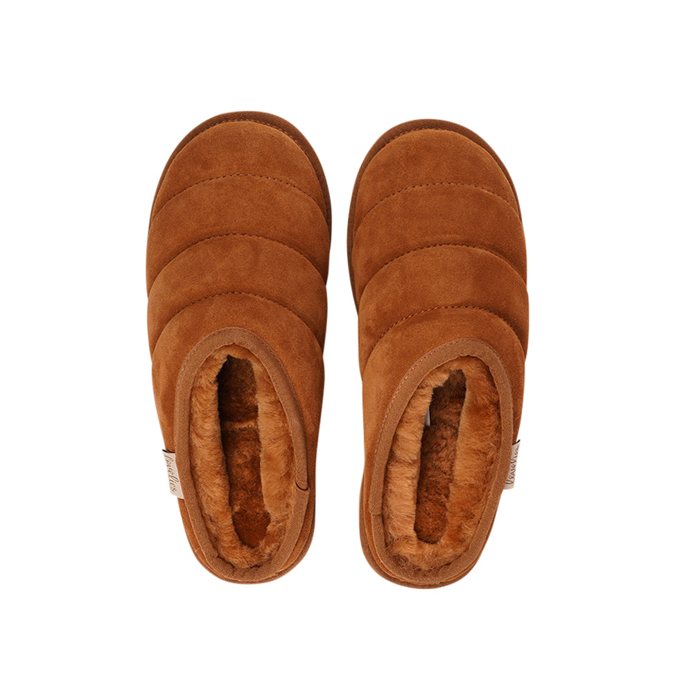 Lovelies Studio - Suede Mules with curly shearling lining  Lovelies shearling mules will bring softness and warmth to your feet this autumn. The combination of soft curly shearling and the durable cork and rubber sole guarantees the utmost comfort to the wearer.