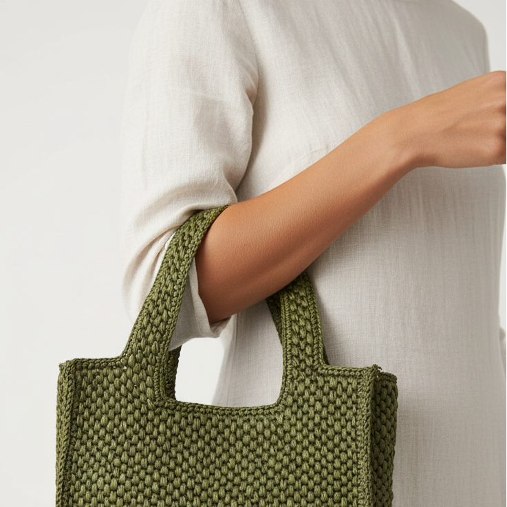 Rivabella -  Small - Crochet raffia tote bag