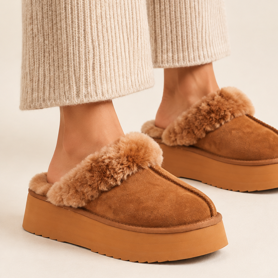 Robson - Suede Mules with shearling