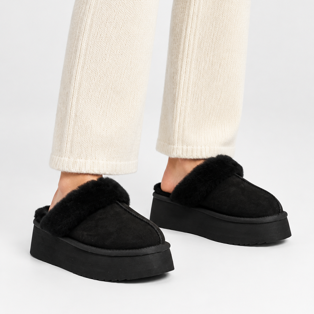 Robson - Nubuck Mules with shearling