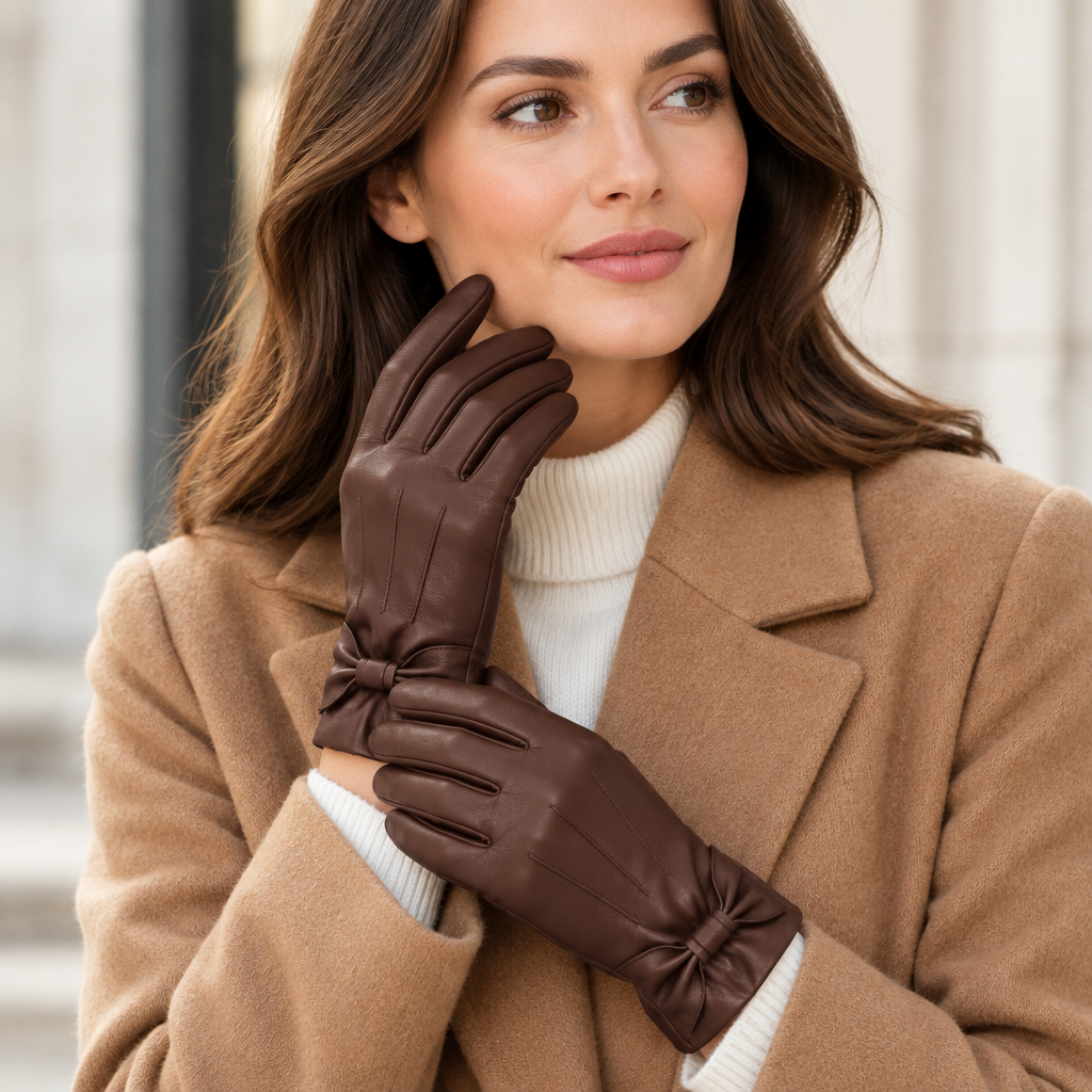 Sondrio - Lambskin Gloves with Bow Detail