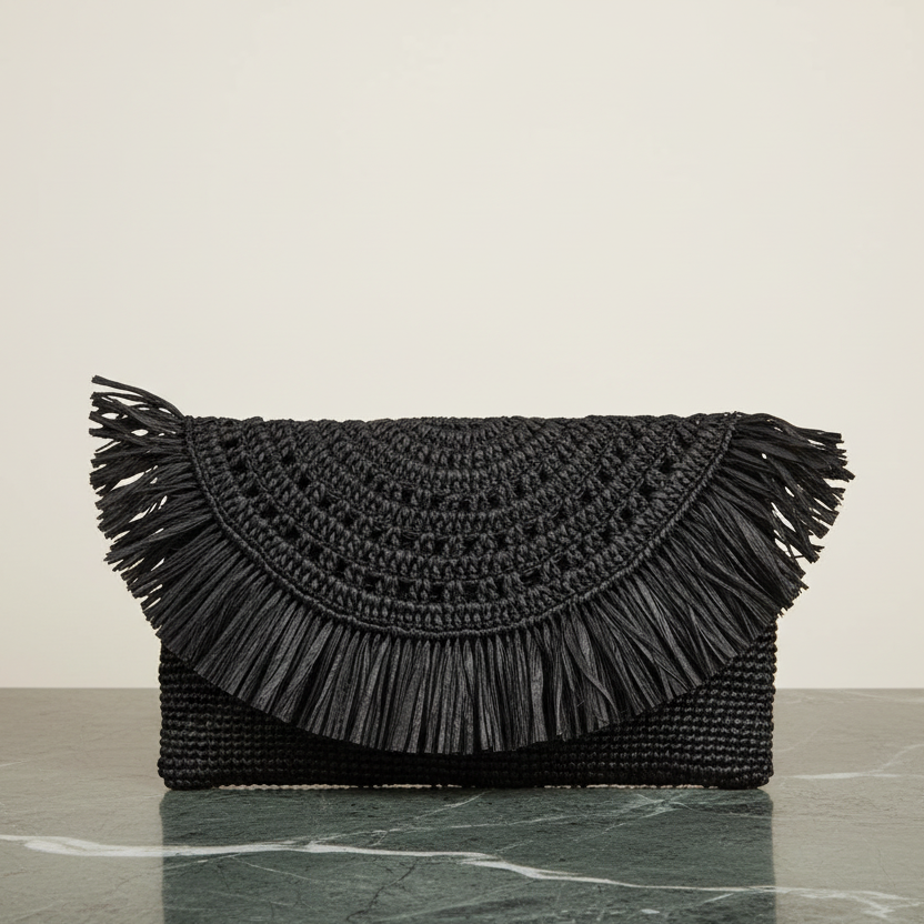 Tazzoli - Crochet raffia clutch