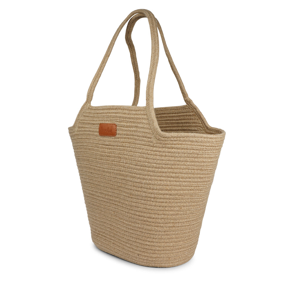 Meet the Tomba bag, where eco-friendly materials meet effortless style. Made from a durable blend of cotton and jute rope, Tomba is designed for those who love a chic, sustainable accessory that’s perfect for every day.

This two-tone stylish tote bag adds a modern touch to your look, while the long shoulder straps make it easy to carry, whether you’re out for a day of shopping, heading to the beach, or simply running errands.
Tomba – the perfect combination of style, comfort, and sustainability.