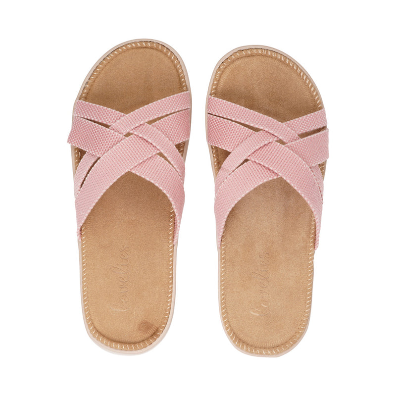 Lovelies Studio - Denmark.  With its delicate and soft fabrics, you feel at ease and elegant at the same time. The easy to-go sandals with their striking summer colours are a perfect fit to your feminine summer dresses and your light blue summer jeans.  The durable rubber sole and the soft foam insole will give you all-day cushion and grip – the sandal is light and versatile and can be dressed up or down as you like.