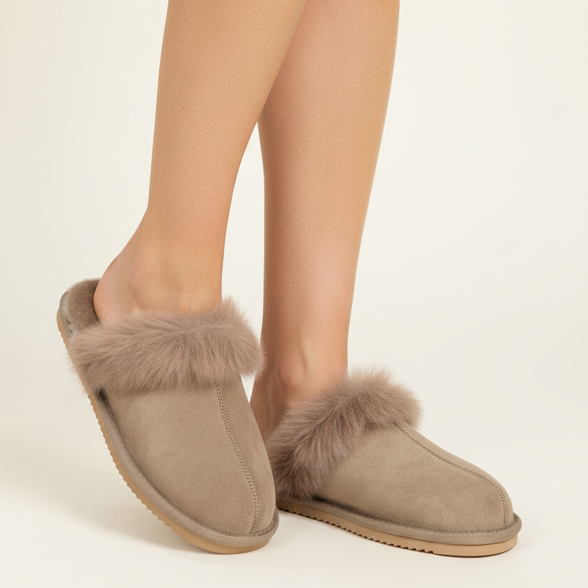Vig - Shearling Slippers with Toscana Fur Detailing
