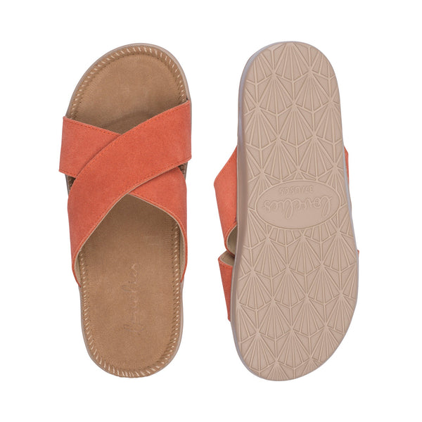 Lovelies Studio -  Bellevue cross suede sandal with the most comfortable rubber sole which is covered in exclusive suede. The sandal has a wonderful feminine look and will match your summer dresses and light blue jeans perfectly. Enjoy your lovelies !