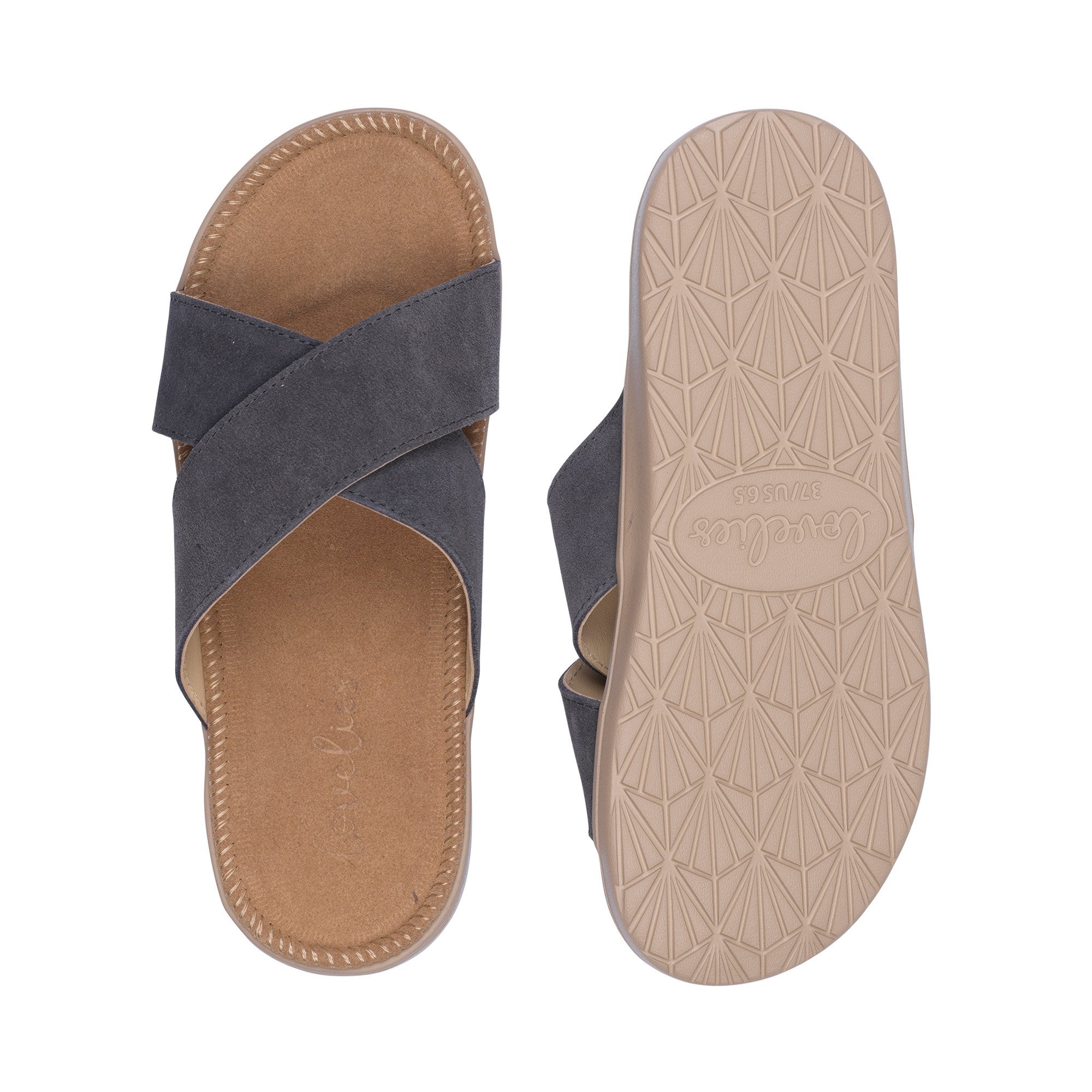 Lovelies Studio -  Bellevue cross suede sandal with the most comfortable rubber sole which is covered in exclusive suede. The sandal has a wonderful feminine look and will match your summer dresses and light blue jeans perfectly. Enjoy your lovelies !