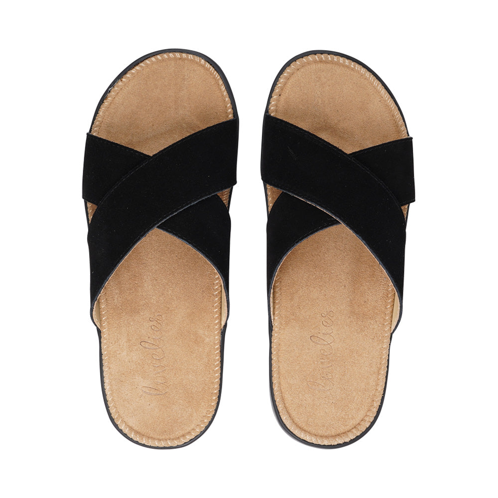 Lovelies Studio -  Bellevue cross suede sandal with the most comfortable rubber sole which is covered in exclusive suede. The sandal has a wonderful feminine look and will match your summer dresses and light blue jeans perfectly. Enjoy your lovelies !