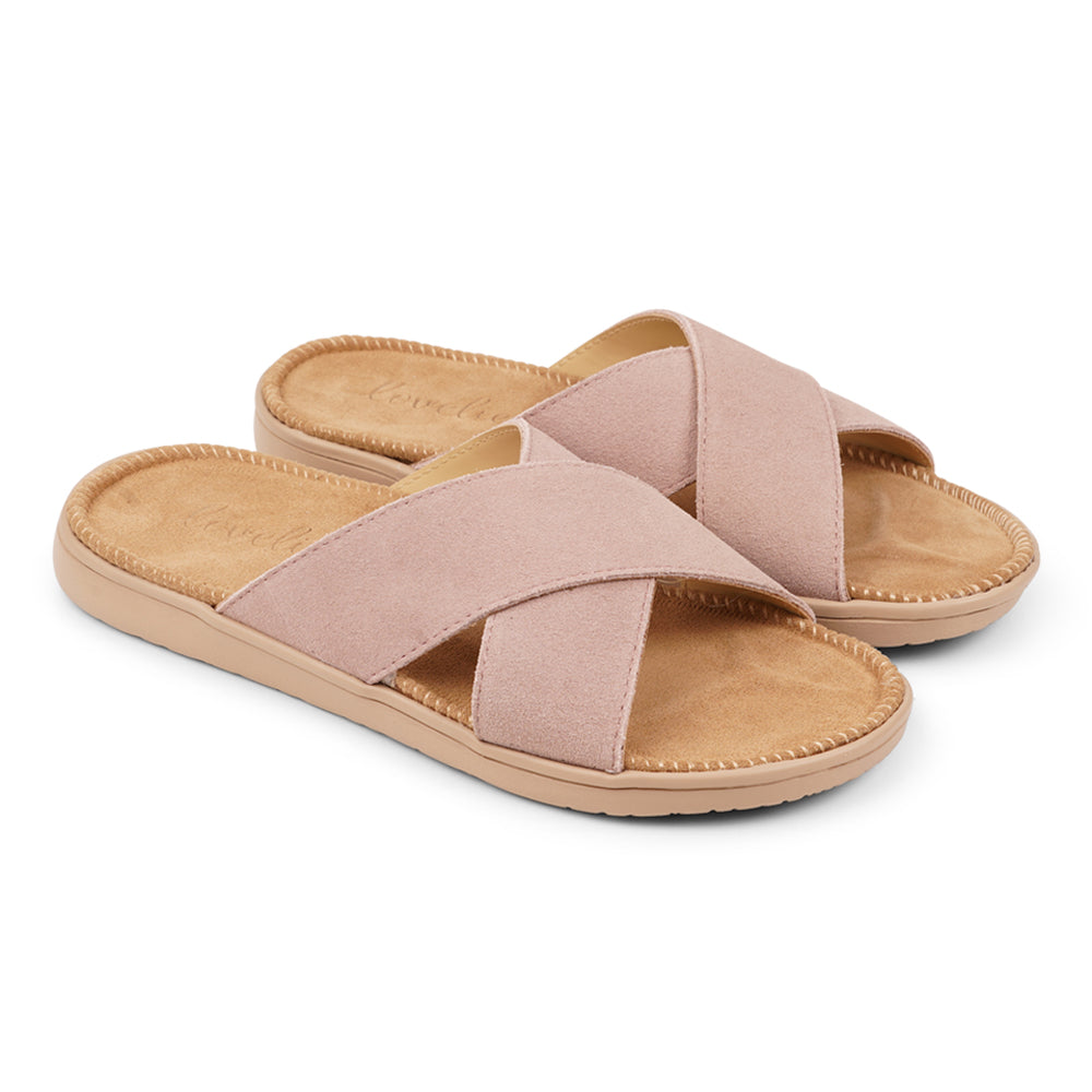 Lovelies Studio -  Bellevue cross suede sandal with the most comfortable rubber sole which is covered in exclusive suede. The sandal has a wonderful feminine look and will match your summer dresses and light blue jeans perfectly. Enjoy your lovelies !