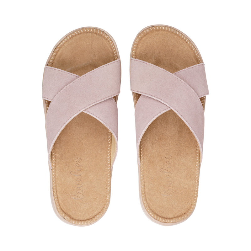 Lovelies Studio -  Bellevue cross suede sandal with the most comfortable rubber sole which is covered in exclusive suede. The sandal has a wonderful feminine look and will match your summer dresses and light blue jeans perfectly. Enjoy your lovelies !