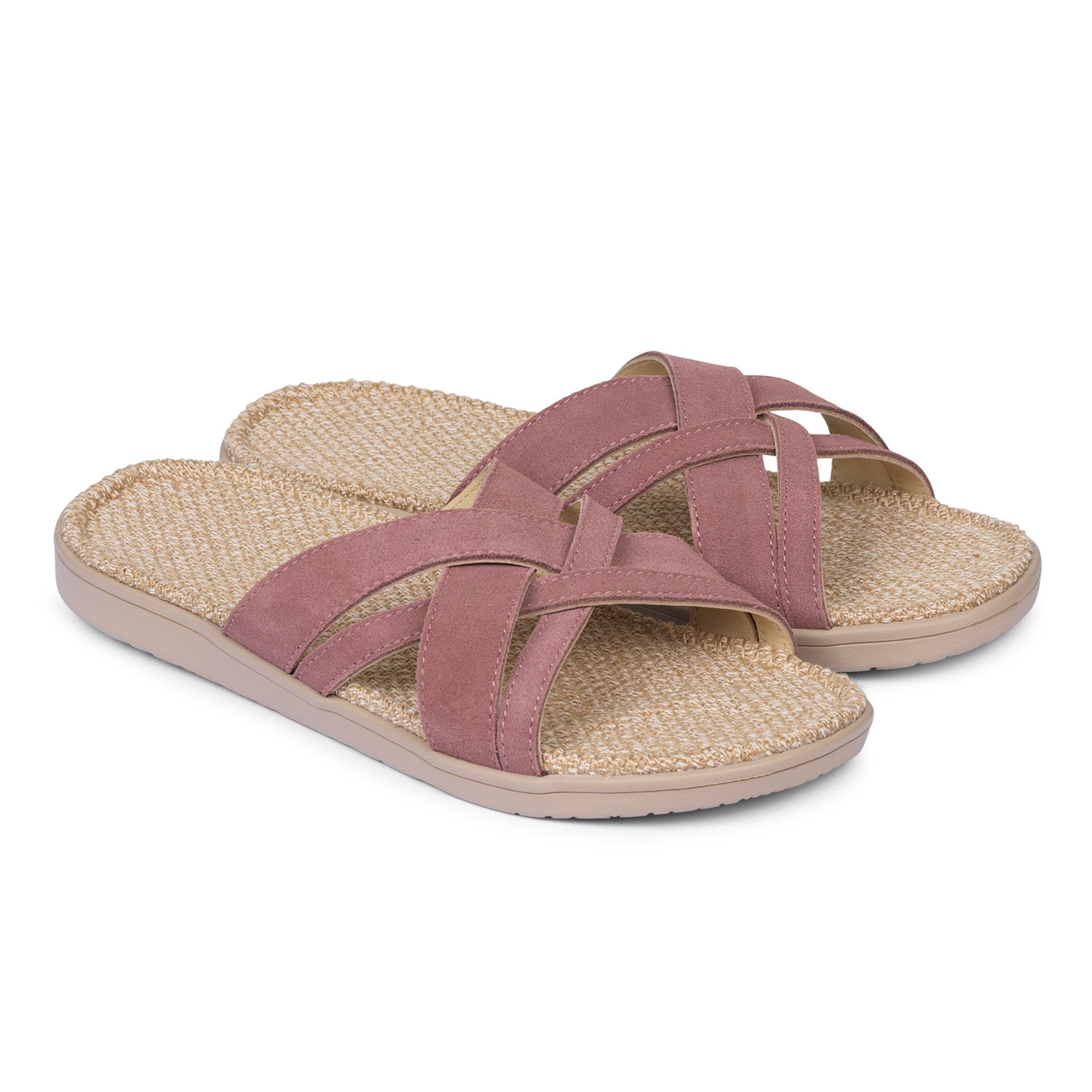 Sandals with straps of soft suede. The comfortable inner sole in covered with natural jute material.