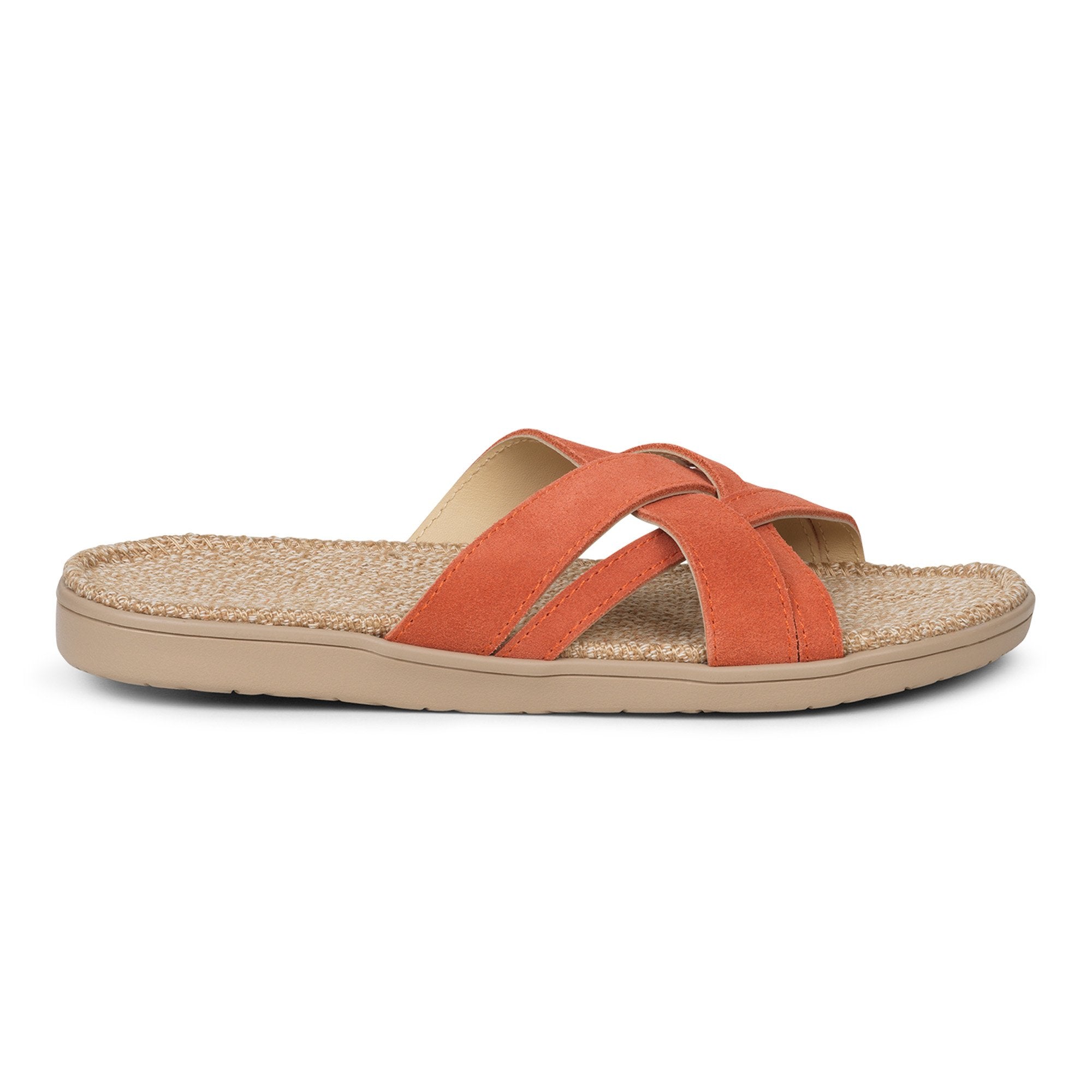 Sandals with straps of soft suede. The comfortable inner sole in covered with natural jute material.