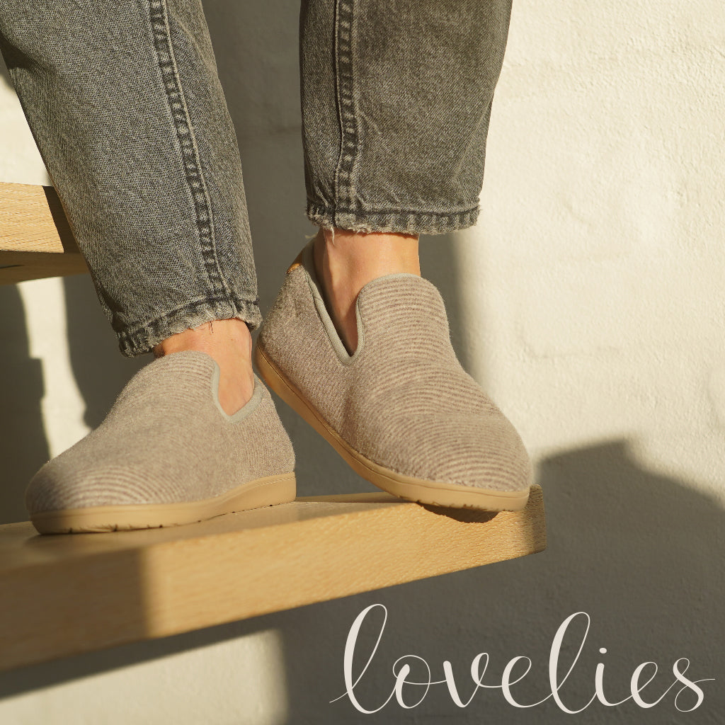 Lovelies Candi lounge slippers stripe light grey fur LL8522