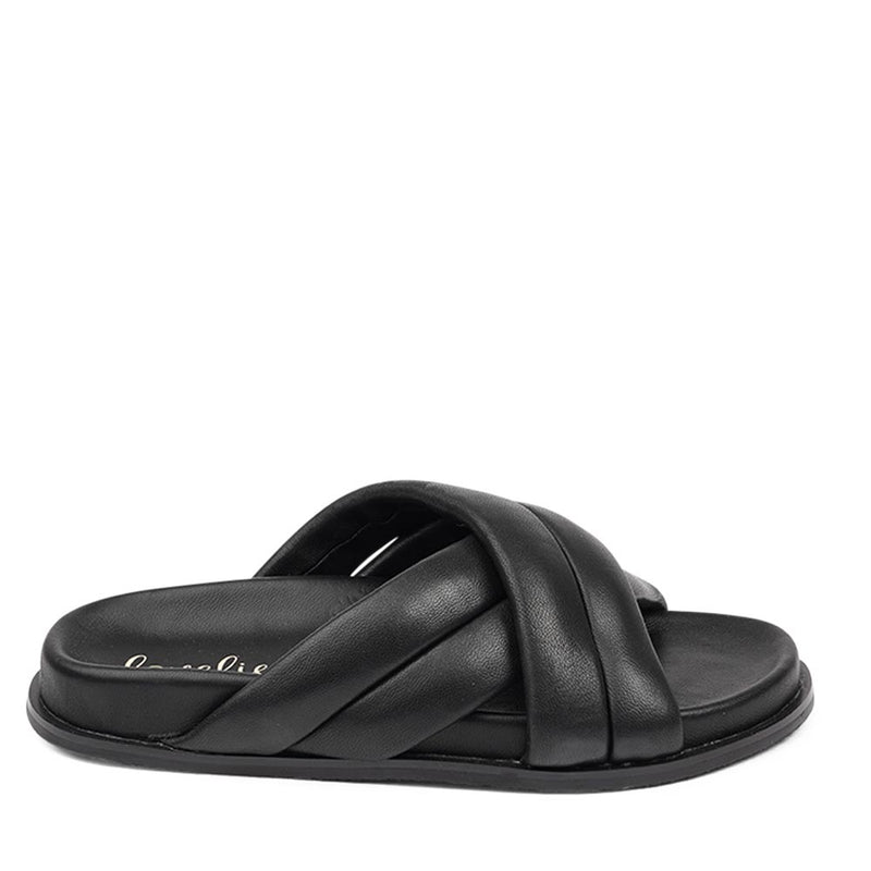 Lovelies Studio - Faiano Nappa leather sandals. These soft nappa leather sandals come with 4 puffy leather straps for the best fit  With its delicate and soft fabrics, you feel at ease and elegant at the same time. The easy to-go sandals will fit to your feminine dress or your summer jeans.