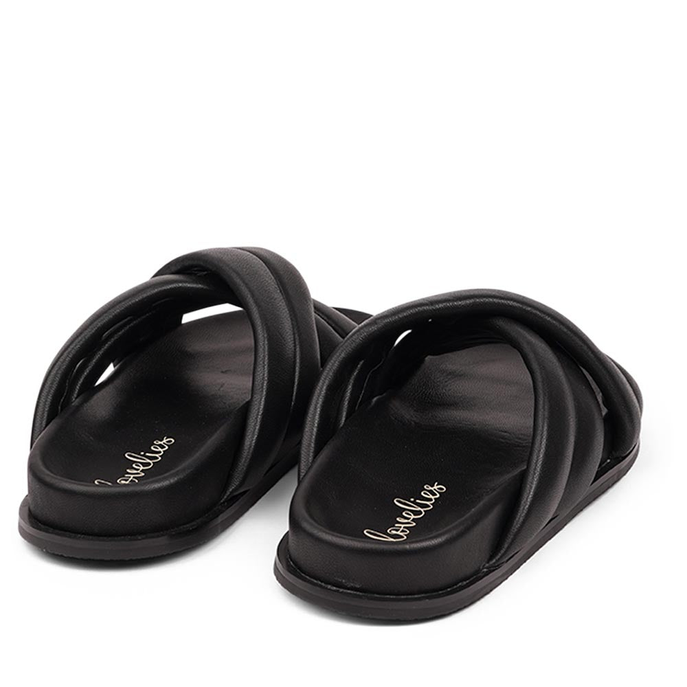 Lovelies Studio - Faiano Nappa leather sandals. These soft nappa leather sandals come with 4 puffy leather straps for the best fit  With its delicate and soft fabrics, you feel at ease and elegant at the same time. The easy to-go sandals will fit to your feminine dress or your summer jeans.