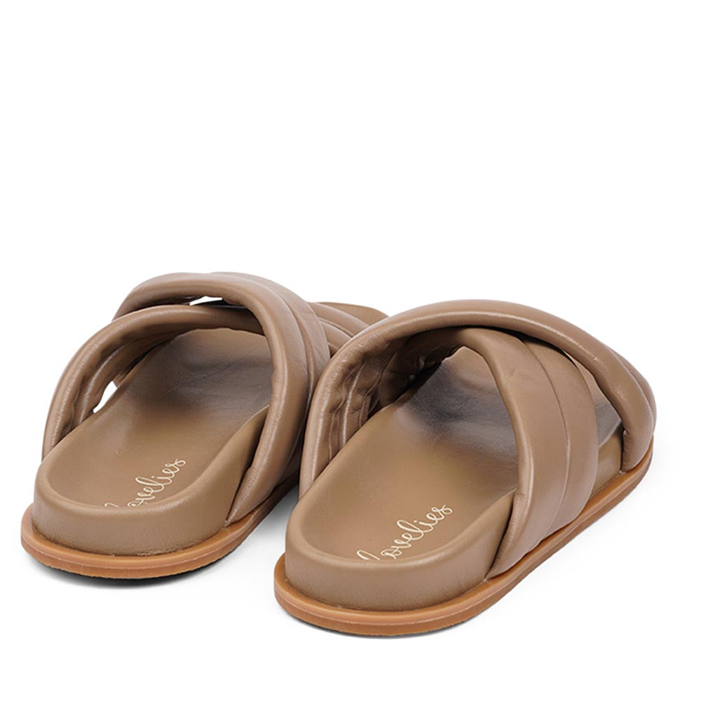 Lovelies Studio - Denmark - These soft nappa leather sandals come with 4 puffy leather straps for the best fit  With its delicate and soft fabrics, you feel at ease and elegant at the same time. The easy to-go sandals will fit to your feminine dress or your summer jeans. Outsole / Insole : Rubber  Footbed: Nappa leather Lining: Nappa leather Upper: Nappa leather