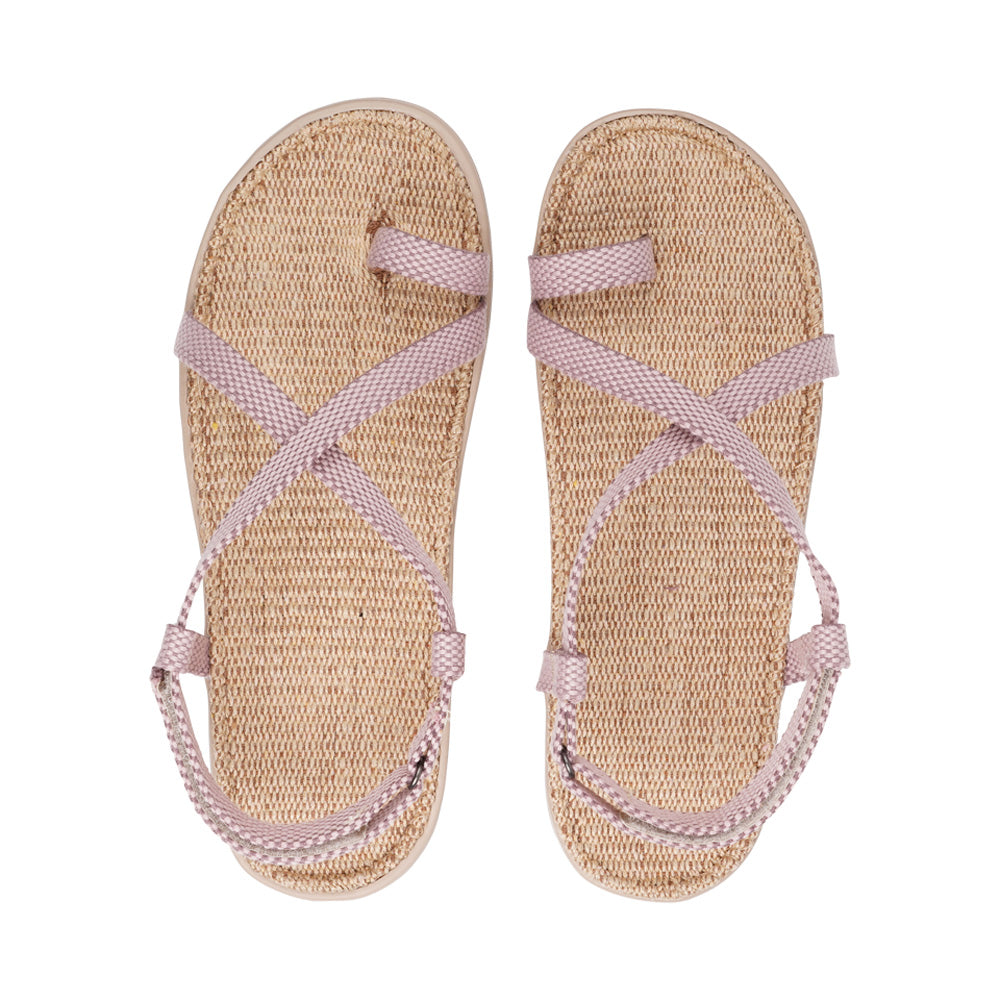 The Isola style has a velcro lock heel strap and a simple loop for the toe, so beautiful and elegant.  With its delicate and soft fabrics, you feel at ease and elegant at the same time. The easy to-go sandals with their striking summer colours are a perfect fit to your feminine summer dresses and your light blue summer jeans.  Enjoy your Lovelies!  Material:  Outsole / Insole : Rubber  Footbed: 100% Natural Jute Upper: Cotton Webbing Heel Heights 2 cm Handmade with passion