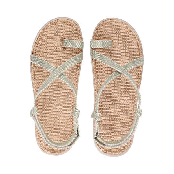 The Isola style has a velcro lock heel strap and a simple loop for the toe, so beautiful and elegant.  With its delicate and soft fabrics, you feel at ease and elegant at the same time. The easy to-go sandals with their striking summer colours are a perfect fit to your feminine summer dresses and your light blue summer jeans.  Enjoy your Lovelies!  Material:  Outsole / Insole : Rubber  Footbed: 100% Natural Jute Upper: Cotton Webbing Heel Heights 2 cm Handmade with passion