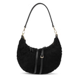 Kangmar is a beautiful shearling handbag which is perfect for carrying your essentials with you, it comes with detachable shoulder strap in skin. Top double zipped closure. Top handle in soft skin with hardware in gold. Adjustable and detachable shoulder strap in leather, 15 mm wide.  Satin lining and flat zipped inner pocket Item comes with a branded dust bag. Embossed Lovelies logo inside the bag.  Gold-toned hardware Measurements W36 X D5 X H20 cm 100 % Australian shearling 