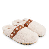 Lovelies Studio - fashion mules in sude and shearling. Suede mules with curly shearling lining  Lovelies shearling mules will bring softness and warmth to your feet this autumn. The combination of soft curly shearling and the durable cork and rubber sole guarantees the utmost comfort to the wearer.