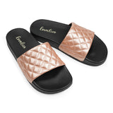 Our La Boca slides offer sophisticated style with a hint of modern texture. The quilted vegan leather upper ensures a luxurious look and feel for every step, with a soft cotton lining that provides remarkable comfort.  Slip into these slides and experience a unique combination of fashion-forward style and all-day comfort.  Use them at the beach or at the dance floor . .  Material:  Sole : PU Rubber Lining : Cotton Upper : Vegan leather