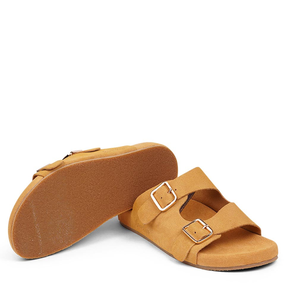 Lovelies Studio - These soft suede leather sandals come with 2 adjustable straps and a full suede covered midsole for the best fit  With its delicate and soft fabrics, you feel at ease and elegant at the same time. The easy to-go sandals will fit to your feminine dress or your summer jeans.  Size and fit:  True to size If you are between sizes, we recommend taking the next size up. Material:  Outsole / Insole : Rubber  Footbed: Suede leather Lining: Suede leather Upper: Suede leather