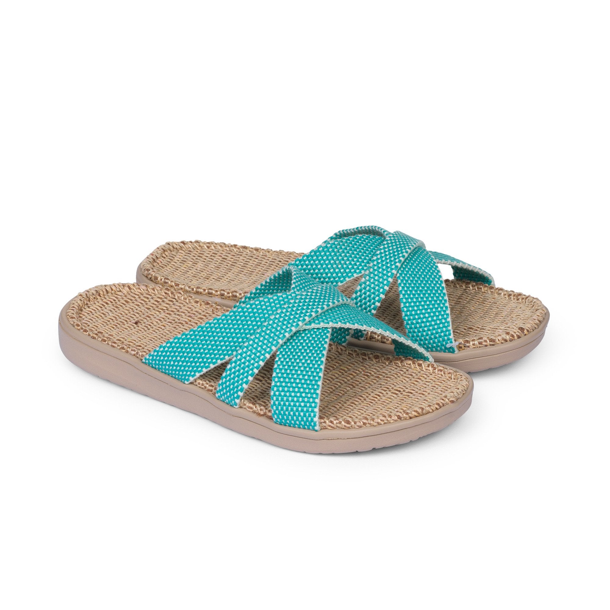 Summer sandals for kids from danish brand Lovelies. The rubber sole is nice and soft which makes the sandal very comfortable. The inner sole is covered with woven jute and the straps are med of fine cotton.