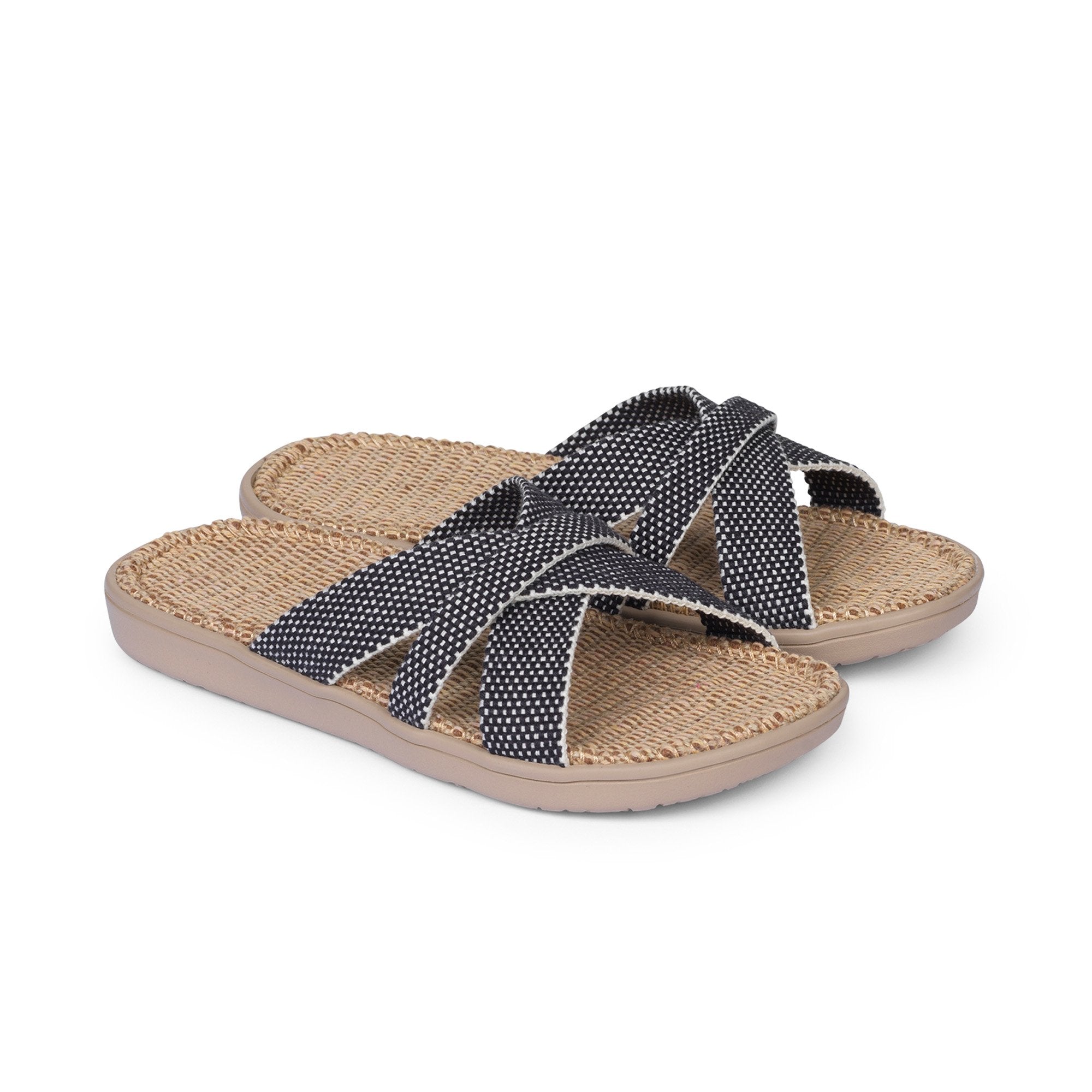 Sandals with straps of soft cotton. The comfortable inner sole in covered with jute
