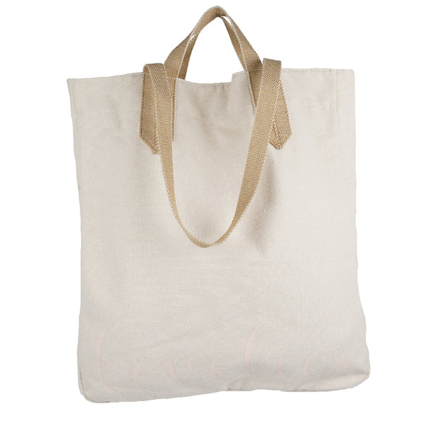 Lovelies shoulder shopper bag is made of high quality cotton and soft cotton webbing handles.