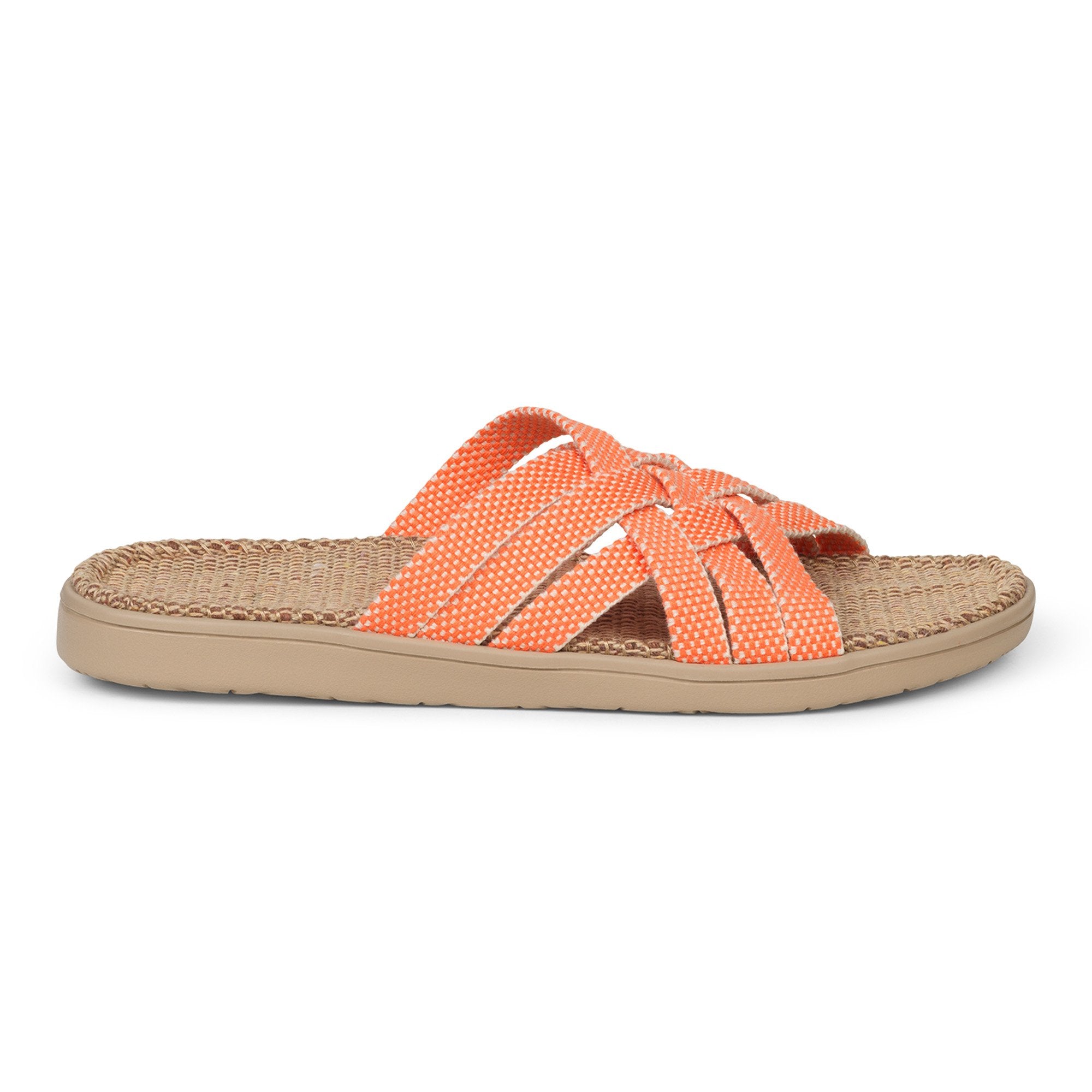 Discover the captivating Matara sandal from Lovelies Studio. This sumptuous sandal is composed of luxuriantly soft and resilient gum rubber, with a natural jute innersole. The closely woven cotton straps infuse a delicate and fanciful aesthetic, providing an effortless sophistication for any ensemble.  With its delicate and soft fabrics, you feel at ease and elegant at the same time. The easy to-go sandals with their striking summer colors are a perfect fit to your feminine summer dresses 