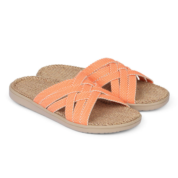 Discover the captivating Matara sandal from Lovelies Studio. This sumptuous sandal is composed of luxuriantly soft and resilient gum rubber, with a natural jute innersole. The closely woven cotton straps infuse a delicate and fanciful aesthetic, providing an effortless sophistication for any ensemble.  With its delicate and soft fabrics, you feel at ease and elegant at the same time. The easy to-go sandals with their striking summer colors are a perfect fit to your feminine summer dresses 