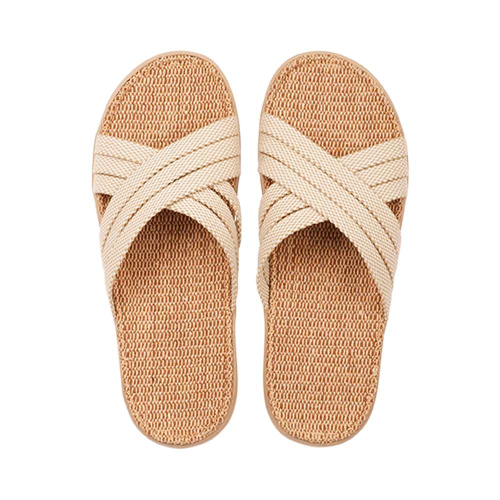 Lovelies Studio Denmark -  The beautiful slip-on sandal with soft rubber sole which is covered in natural jute. The 6 crossing straps are woven in cotton.  Laid back, feminin and styles sandal, designed in Denmark. The sandal is light and very comfortable to wear. Today we're selling sandals in more than 25 countries. We hope that you will fall in love with lovelies.