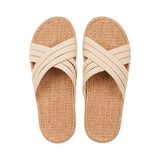 Lovelies Studio Denmark -  The beautiful slip-on sandal with soft rubber sole which is covered in natural jute. The 6 crossing straps are woven in cotton.  Laid back, feminin and styles sandal, designed in Denmark. The sandal is light and very comfortable to wear. Today we're selling sandals in more than 25 countries. We hope that you will fall in love with lovelies.