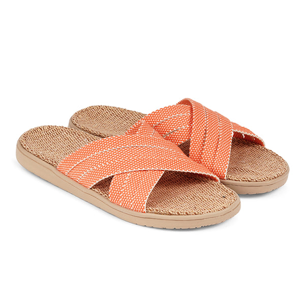 Lovelies Studio Denmark -  The beautiful slip-on sandal with soft rubber sole which is covered in natural jute. The 6 crossing straps are woven in cotton.  Laid back, feminin and styles sandal, designed in Denmark. The sandal is light and very comfortable to wear. Today we're selling sandals in more than 25 countries. We hope that you will fall in love with lovelies.