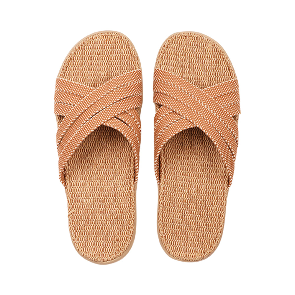 Lovelies Studio Denmark -  The beautiful slip-on sandal with soft rubber sole which is covered in natural jute. The 6 crossing straps are woven in cotton.  Laid back, feminin and styles sandal, designed in Denmark. The sandal is light and very comfortable to wear. Today we're selling sandals in more than 25 countries. We hope that you will fall in love with lovelies.