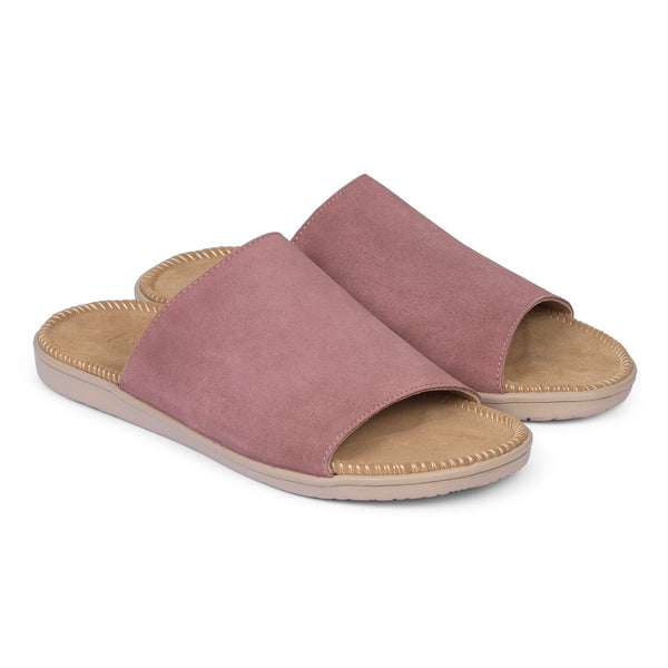Sandals with a wide strap of soft suede. The comfortable inner sole in covered with soft suede.
