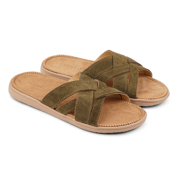 Once you’ve tried Lovelies’ summer sandals you’ll never want to wear any other footwear.  With its delicate and soft fabrics, you feel at ease and elegant at the same time. The easy to-go sandals with their striking summer colours are a perfect fit to your feminine summer dresses and your light blue summer jeans.  Enjoy your Lovelies!  See our Size Guide  Material:  Outsole / Insole :  Rubber  Footbed: Suede (100% cow leather) Lining: 100% cow leather Upper: Suede (100% cow leather)