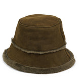 Lovelies Studio - Bucket hat - Army Would you like to stay warm and trendy this winter . . Semeru is made with 100% Sheepskin. This incredible material balances form with function, offering a chic look with lightweight insulation in the winter and temperature regulation when spring arrives. 100 % Australian shearling LWG Environmental GOLD RATED Certification