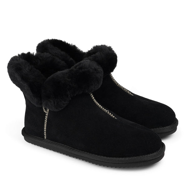 Soft and cosy shearling slippers   Lovelies shearling slippers are the essence of comfortability. When you’re in the need of surrounding your feet in soft and warm slippers, Lovelies shearling slippers are the answer. With soft and durable soles, warm shearling and a gorgeous design, you’ll never want to wear any other home-shoe to make you feel at ease.
