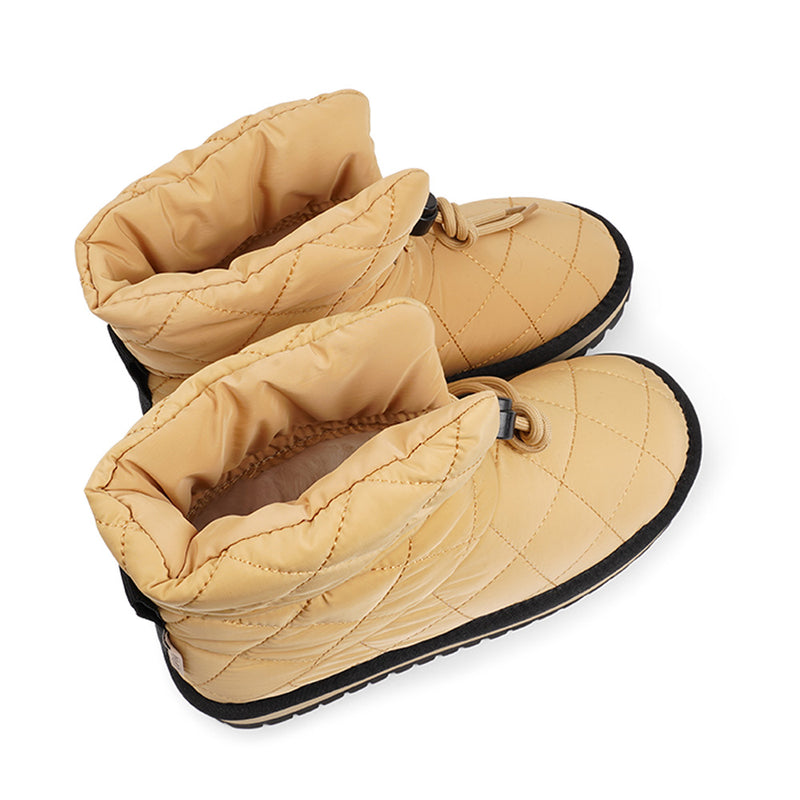 Lovelies Studio Nylon ankle boots with shearling lining.  The shearling lining bring softness and warmth to your feet this autumn. With soft and durable rubber soles plus a gorgeous design you're perfectly suited for the wintertime. The Quilted nylon is water resistant and all shearling is from Australia. Outsole / Insole : Rubber 3 cm high Footbed: Shearling  Lining:  Shearling Upper: Quilted nylon LWG Environmental GOLD RATED Certification