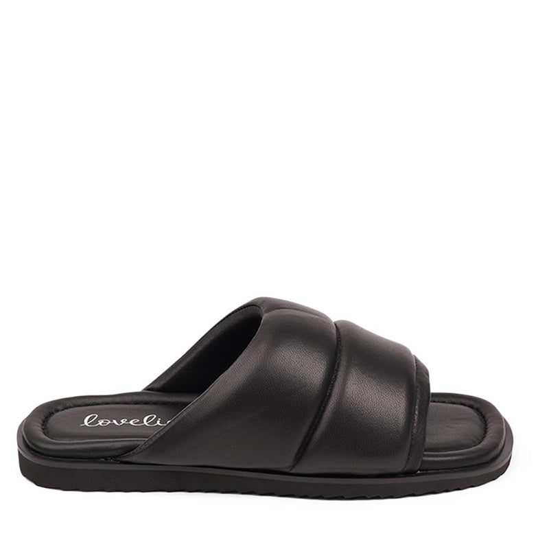 Lovelies Studio - Vesime sandals. Feminine and comfortable nappa leather sandals with a super puffy wide strap.  With its delicate and soft fabrics, you feel at ease and elegant at the same time. The easy to-go sandals will fit to your feminine dress or your summer jeans.  Size and fit:  True to size If you are between sizes, we recommend taking the next size up. See our Size Guide  Material:  Outsole / Insole : Rubber  Footbed: Nappa leather Lining: Nappa leather Upper: Nappa leather