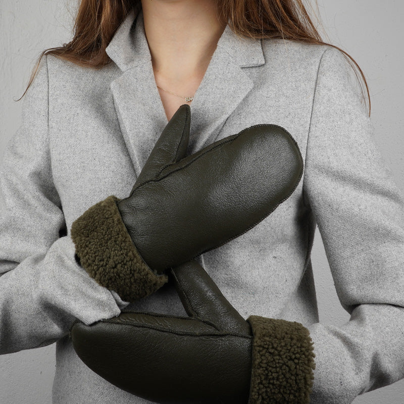 Lovelies Studio - The trendy Vinson mittens are made of 100% Australian shearling.  The palm and upper are soft sheep skin and the beautiful cuff and the lining are curly sheep fur. The thumb is made with only one side sawing for the best comfort and style. Made with 100% Sheepskin. This incredible material balances form with function, offering a chic look with lightweight insulation in the winter and temperature regulation when spring arrives.  