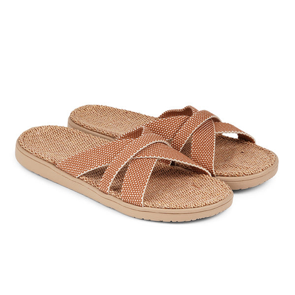 Lovelies Weligama sandals biscuit soft rubber sole and woven straps in cotton