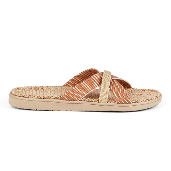 Lovelies Weligama - Biscuit / Latte - Soft rubber sole with Jute and beautiful woven straps of cotton.  The sandals er light and super comfortable.