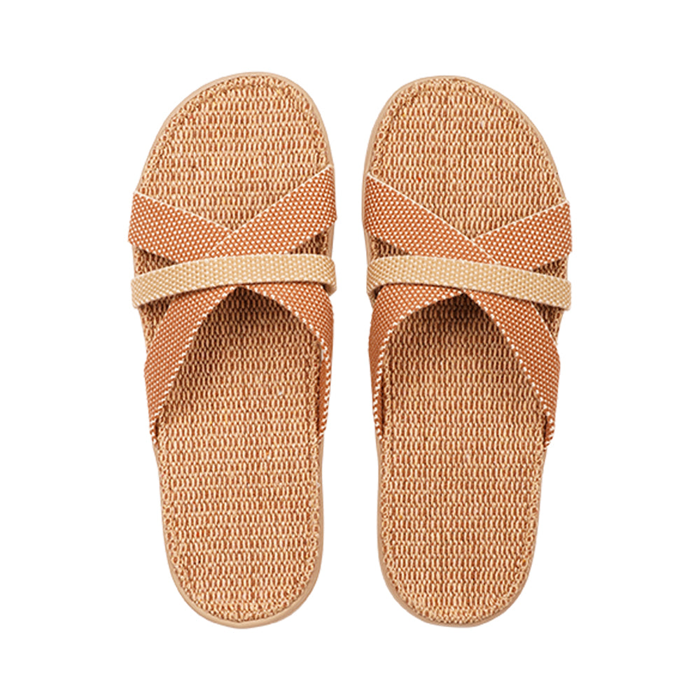 Lovelies Weligama - Biscuit / Latte - Soft rubber sole with Jute and beautiful woven straps of cotton.  The sandals er light and super comfortable.